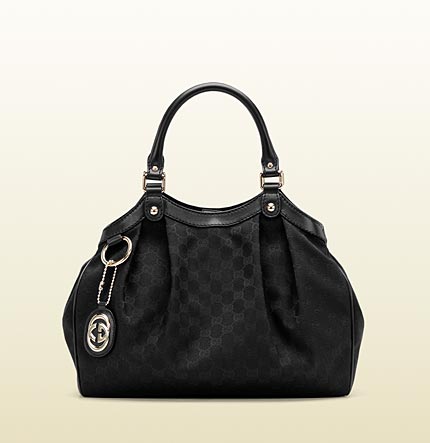 Gucci Sukey Medium GG Canvas Tote Bag 211944 Black